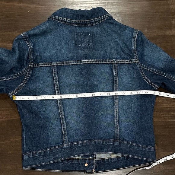 Upcycled Denim Jacket Old Navy Cropped Jean Jacket Small Retro Floral Embroider - Picture 4 of 8